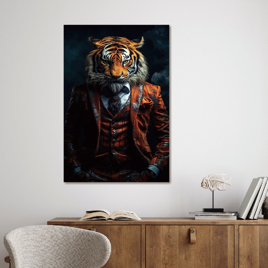 Tiger Glass Wall Art - H90 x W60 cm