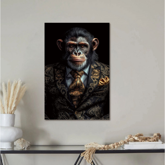 Chimp Glass Wall Art - H90 x W60 cm