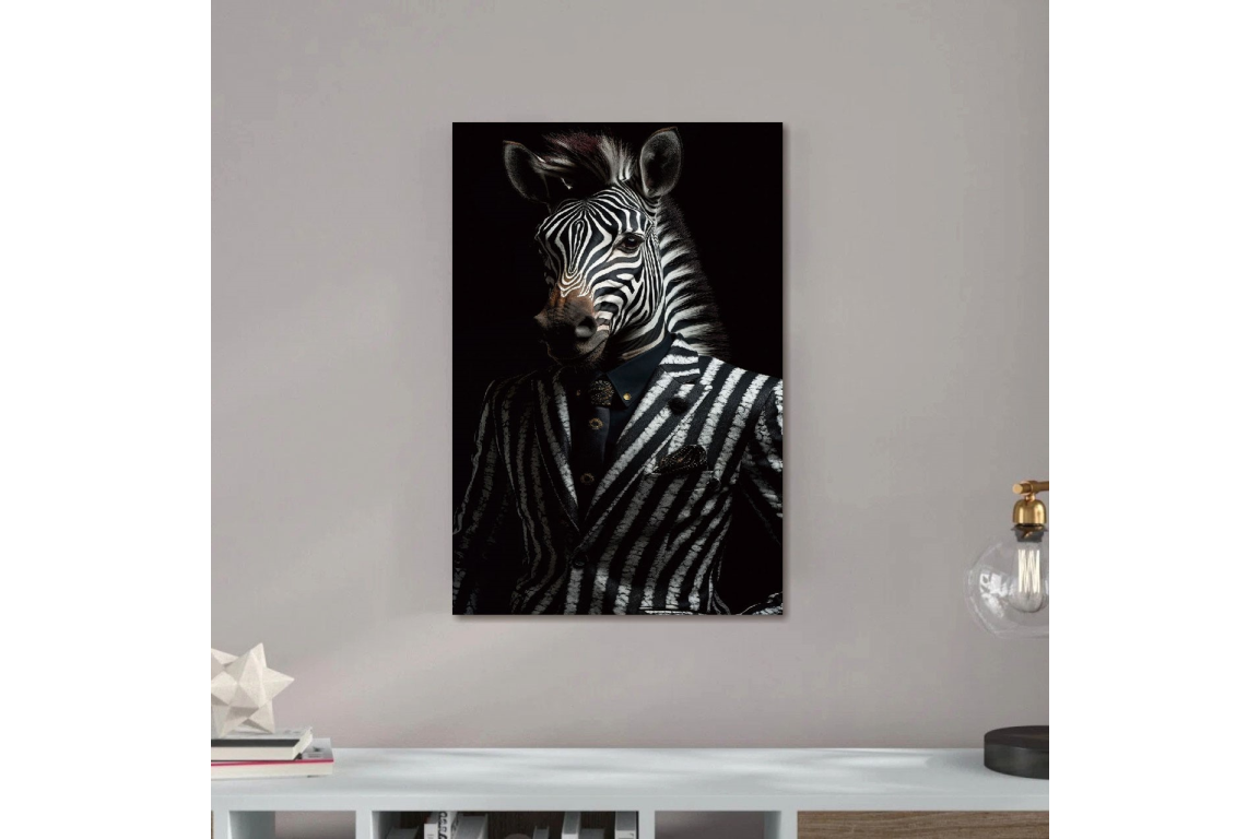 Zebra Glass Wall Art - H90 x W60 cm
