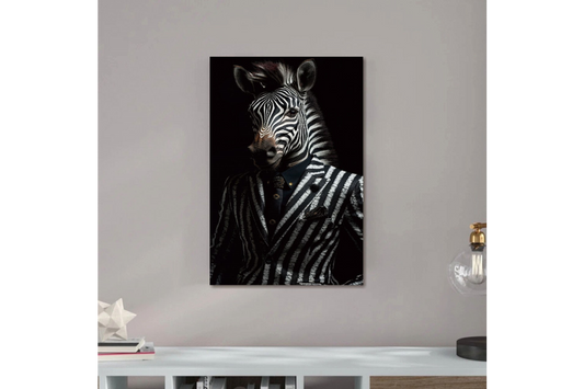 Zebra Glass Wall Art - H90 x W60 cm