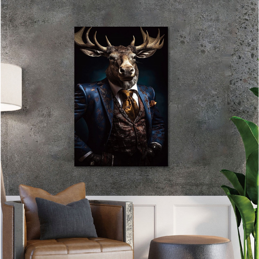 Stag Glass Wall Art - H90 x W60 cm
