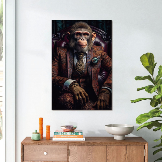 Monkey Glass Wall Art - H90 x W60 cm