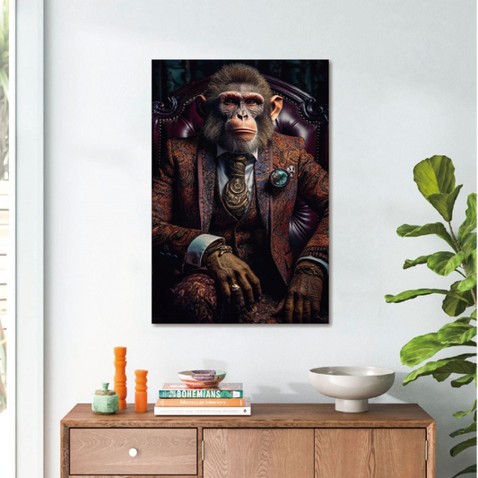 Monkey Glass Wall Art - H90 x W60 cm