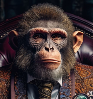 Monkey Glass Wall Art - H90 x W60 cm