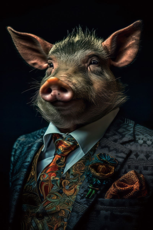 Pig Glass Wall Art -H90 x W60 cm