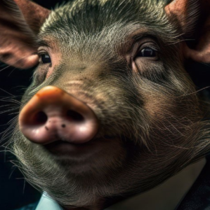 Pig Glass Wall Art -H90 x W60 cm