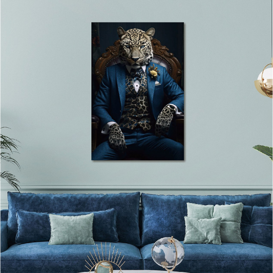 Leopard Glass Wall Art - H90 x W60 cm