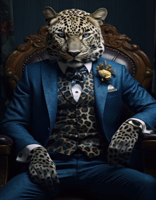 Leopard Glass Wall Art - H90 x W60 cm