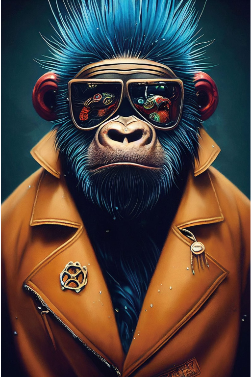 Monkey Glass Wall Art - H90 x W60 cm