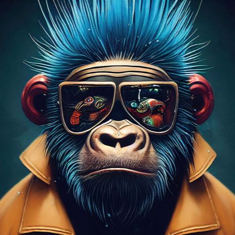 Monkey Glass Wall Art - H90 x W60 cm