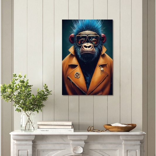 Monkey Glass Wall Art - H90 x W60 cm