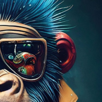 Monkey Glass Wall Art - H90 x W60 cm