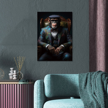 Monkey Glass Wall Art - H69 x W49 cm