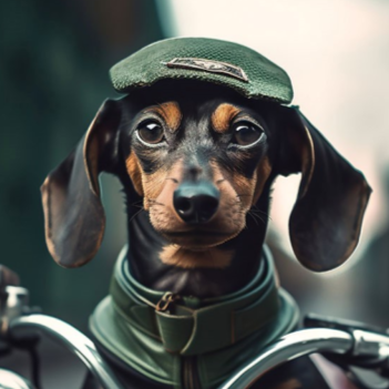 Motorbike Dachshund Glass Wall Art - H90 x W60 cm
