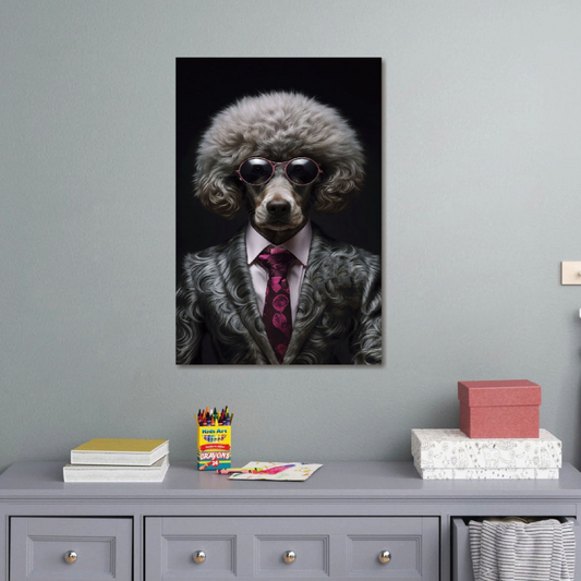Dog in a Suit Glass Wall Art - H90 x W60 cm