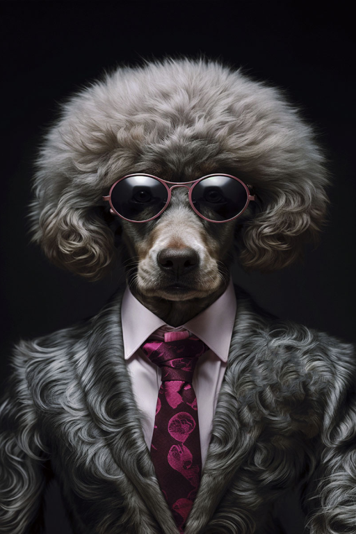 Dog in a Suit Glass Wall Art - H90 x W60 cm