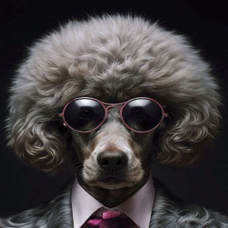 Dog in a Suit Glass Wall Art - H90 x W60 cm