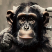 Chimp in a Bath Glass Wall Art – H60 x W40 cm
