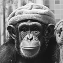 Chimp in a Bath Glass Wall Art – H60 x W40 cm
