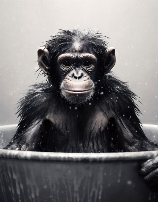 Chimpanzee Glass Wall Art – H60 x W40cm