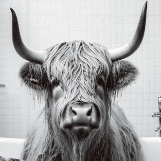 Highland Cow Glass Wall Art - H30 x W30 cm