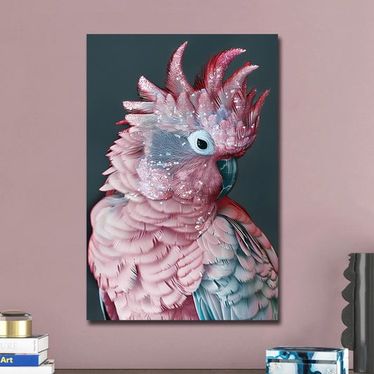 Pink Parrot Glass Wall Art - H90 x W60 cm