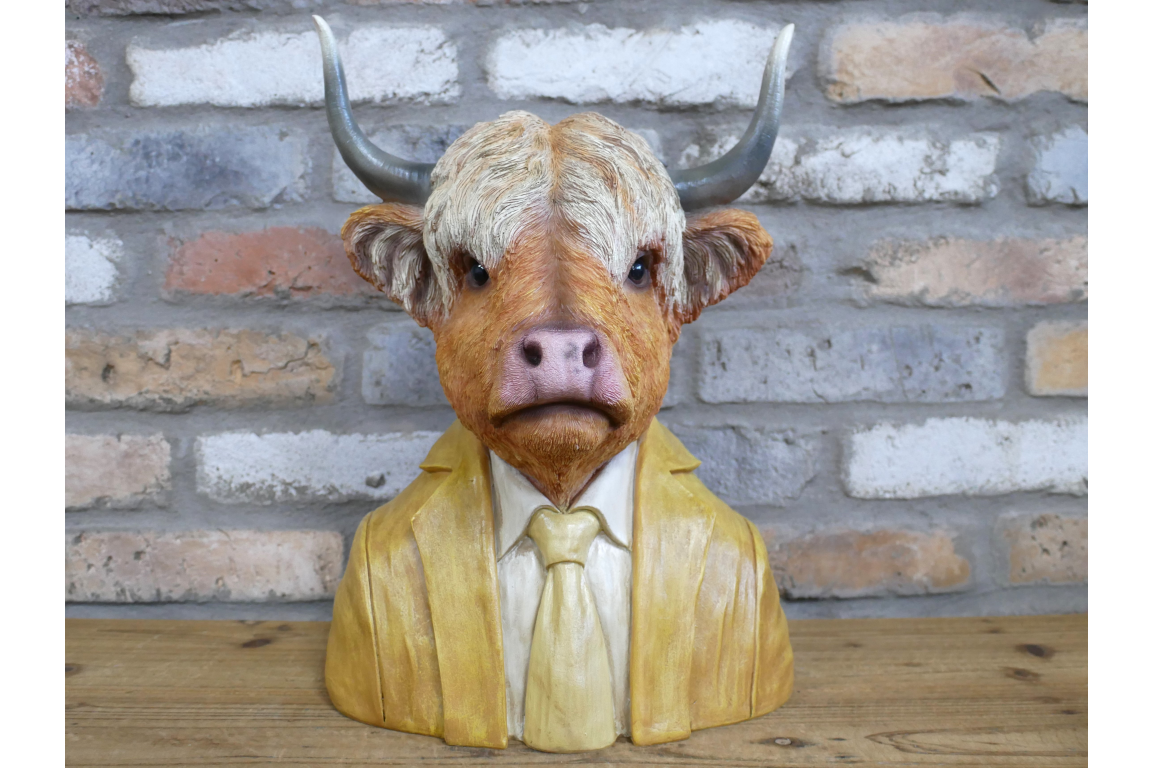 Suited Cow Head Bust
