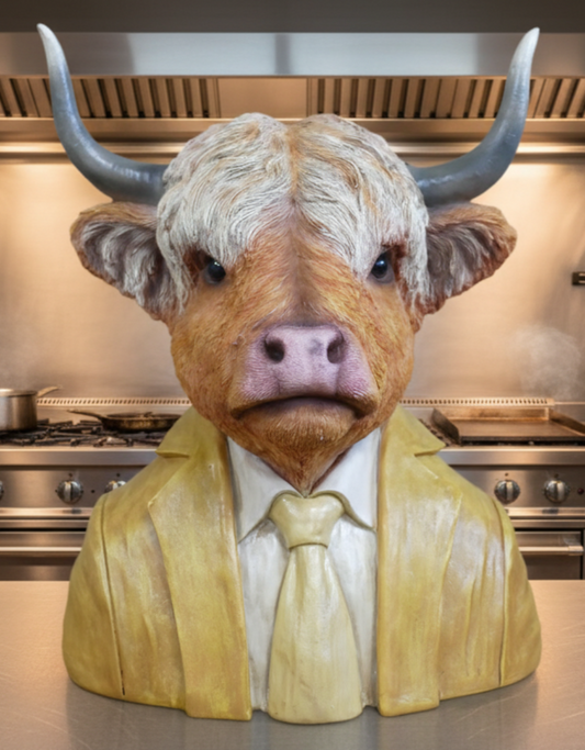 Suited Cow Head Bust