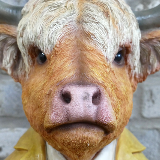 Suited Cow Head Bust