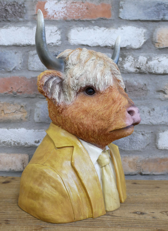 Suited Cow Head Bust