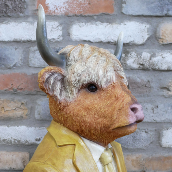 Suited Cow Head Bust