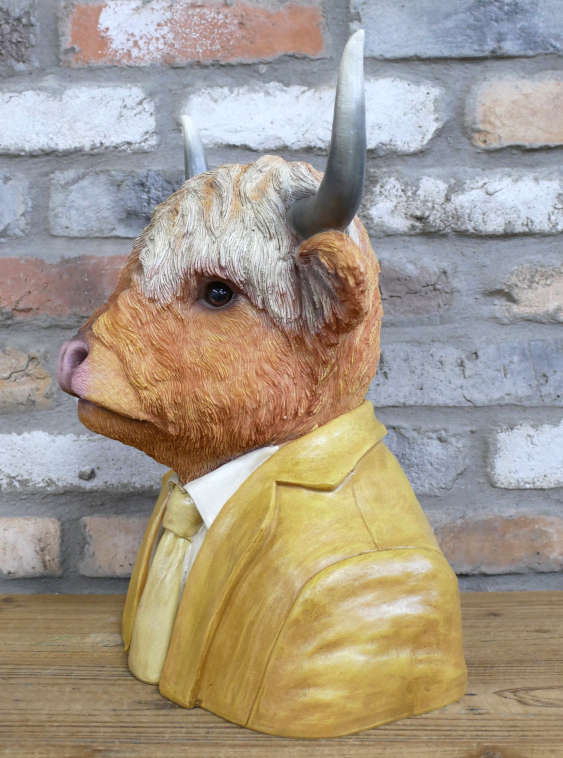 Suited Cow Head Bust
