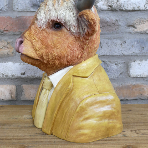 Suited Cow Head Bust