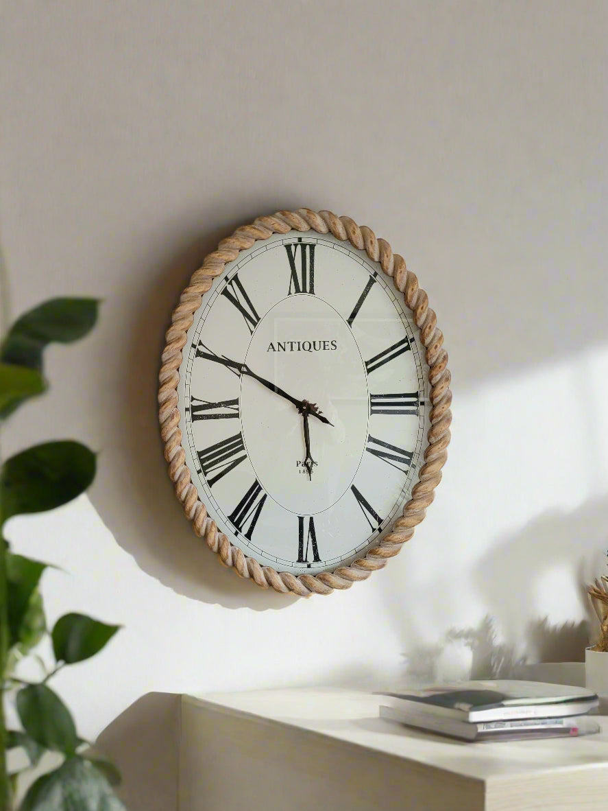 Large Wood Rope Effect Clock