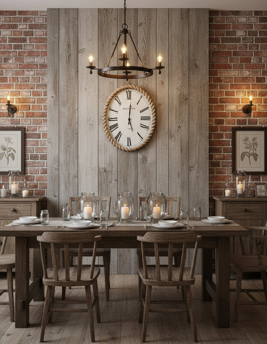 Large Wood Rope Effect Clock