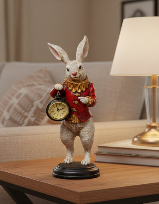 White Rabbit Standing Clock Figure