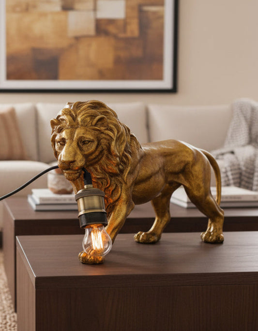 Prowling Lion Table Lamp