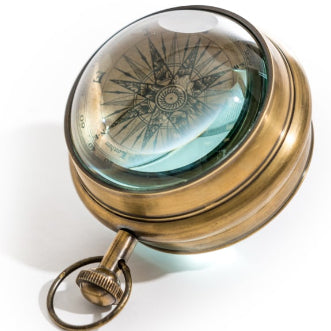 Antiqued Brass Magnified Table Clock