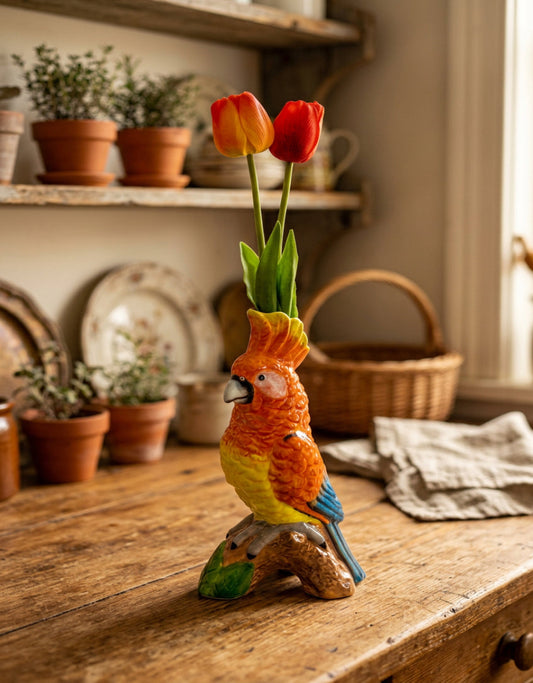 Parrot on a Perch Vase