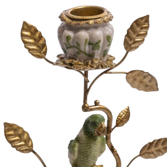 Ornate Branch Parrot Candle Holder