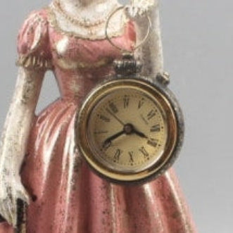 Lady White Rabbit Standing Clock Figure