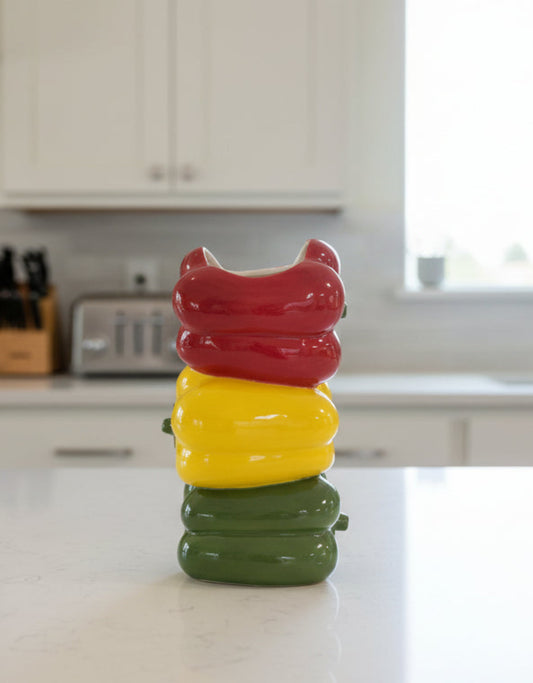 Mixed Peppers Ceramic Stem Vase