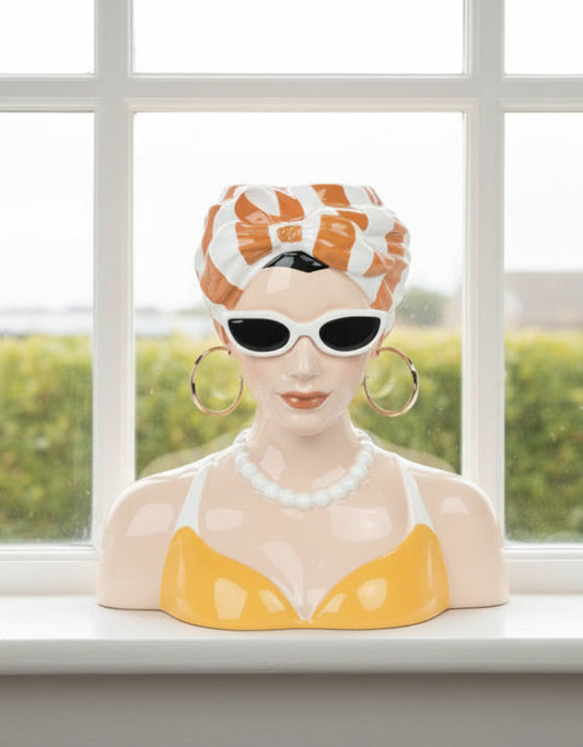 "Summer Chic" Lady Bust Vase