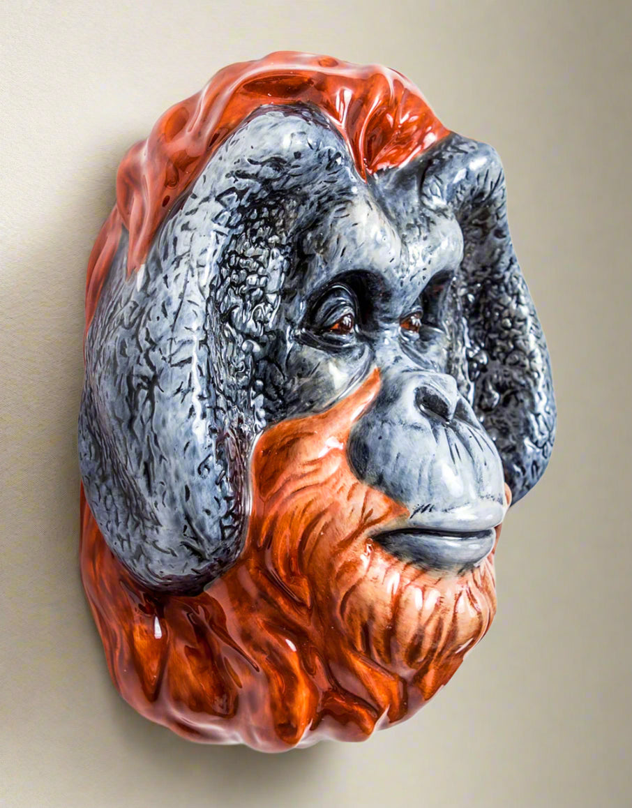 Ceramic Orangutan Head Wall Sconce