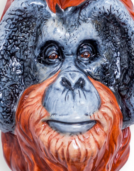 Ceramic Orangutan Head Wall Sconce