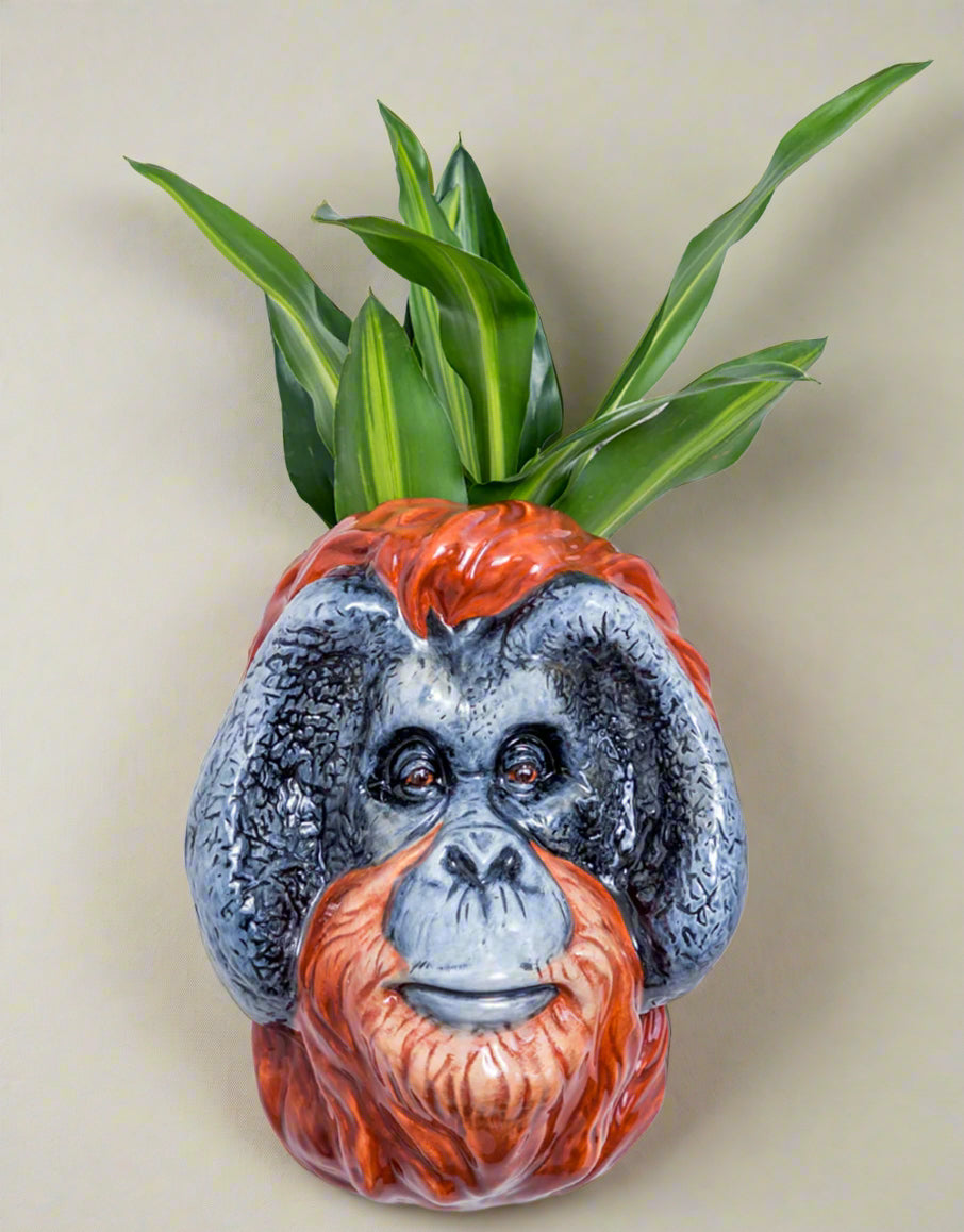 Ceramic Orangutan Head Wall Sconce