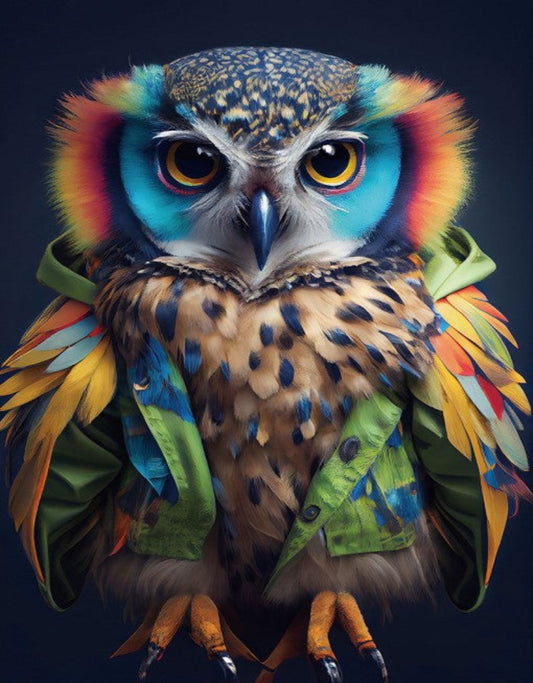 Owl Glass Wall Art - H90 x W60 cm