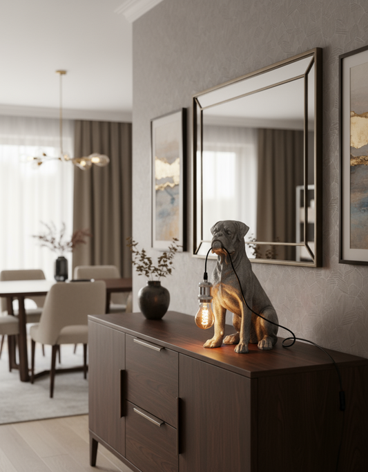 Sitting Boxer Dog Table Lamp