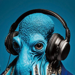 Headphone Octopus Glass Wall Art  - H120 x W80 cm