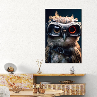 Owl Glass Wall Art - H90 x W60 cm